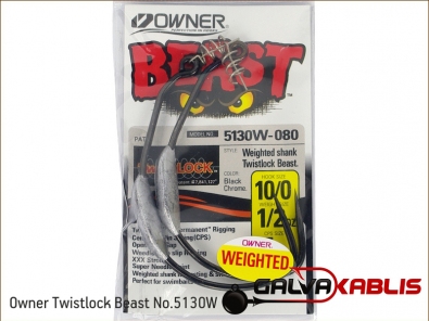 Owner 5130W-046 Beast Weighted Fishing Hook #6/0 - 1/4oz